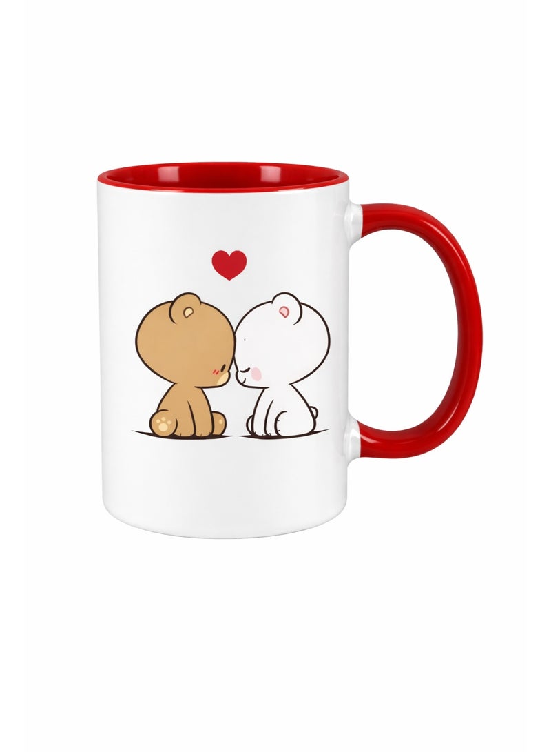 MELIZ Milk & Mocha Heart Design on Red Two Tone Ceramic Mug for Valentine’s Day - Image 1
